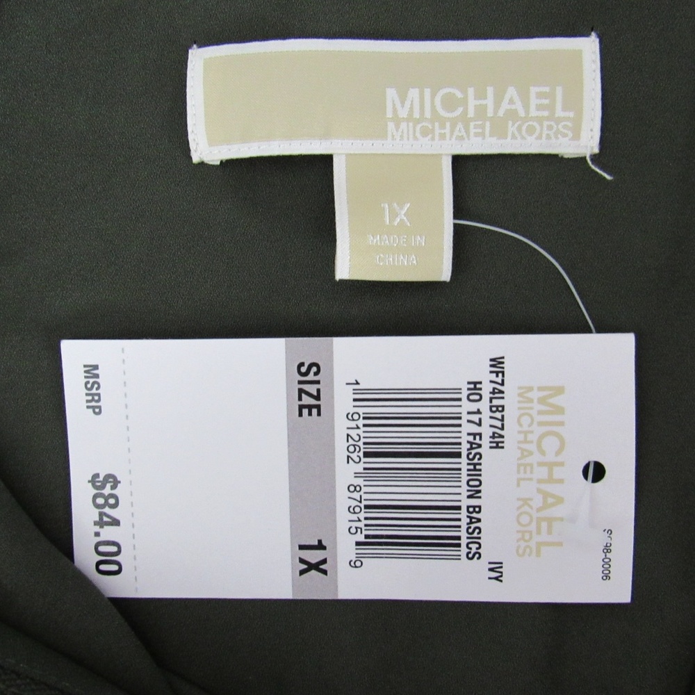 Michael Kors Blouse Shirt Top Womens 1X Dark Green - Picture 3 of 4